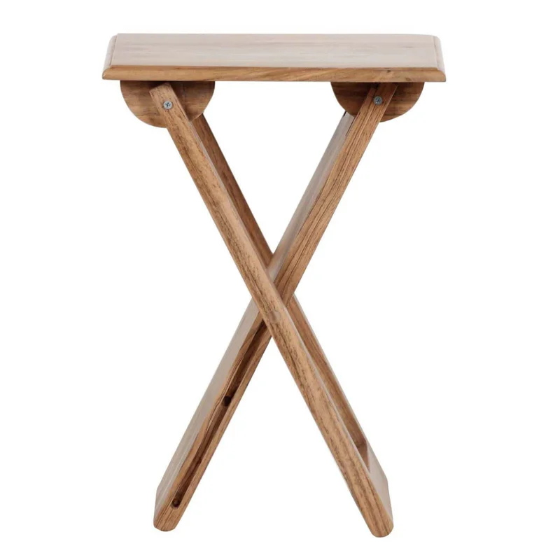 Mesa Auxiliar Madera Marron Plegable Castaño en Marrón - Mesas de living, Uruguay | Divino, vista 3