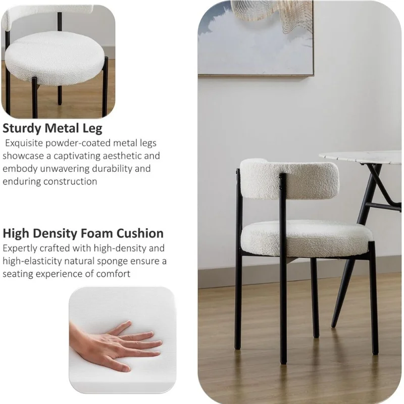 Silla Boucle Metal Y Tela - BLANCO en Blanco - Sillas, Uruguay | La Cueva Muebles, vista 3