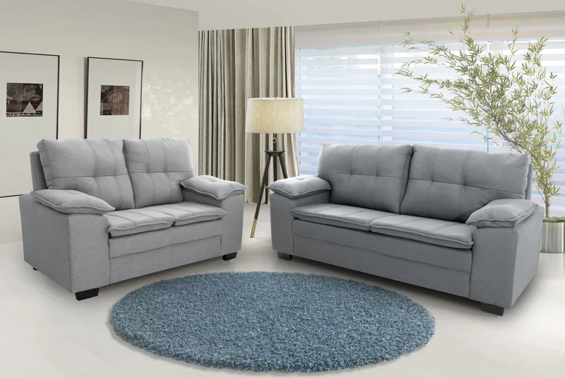 Juego De Living Sillón 3+2 Cuerpos Tapizado Tela Chenille en Gris - Sillones y sofás, Uruguay | Soy Hogar, vista 3