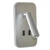 Portátil led de pared con SPOT móvil, DOBLE LUZ - PLATA en Plateado - Lámparas de mesa, Uruguay | Iluminica, vista 1 de 6