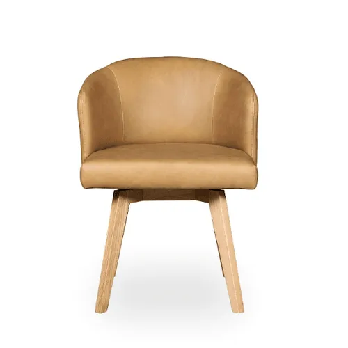 SILLA HERNAN GIRATORIA ROBLE Y CUERO CAMEL en Beige - Sillas, Uruguay | Masinfinito Casa