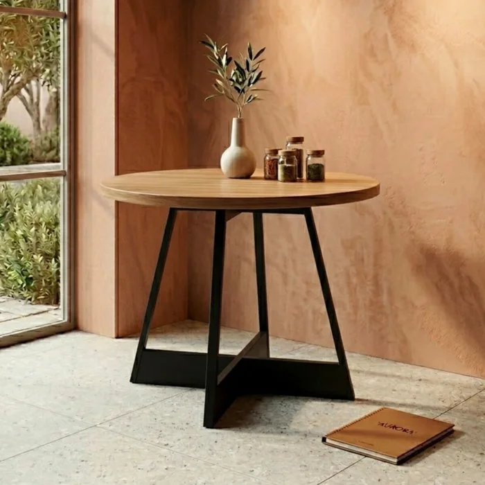 Mesa Atria Redonda - Negro en Madera natural - Mesas de comedor, Uruguay | Rústico Hogar