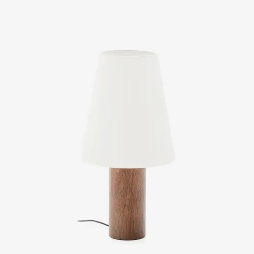 Lámpara de mesa Marga de madera maciza de caucho con acabado oscuro - con acabado oscuro en Blanco - Lámparas de mesa, Uruguay | Kavehome