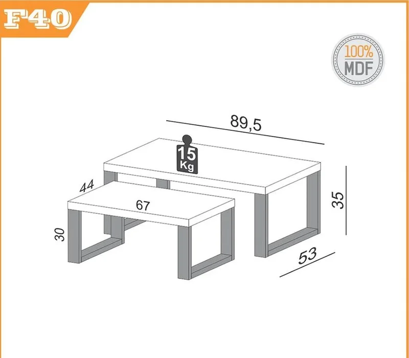 Conjunto de Mesas Ratonas Industrial 100% MDF - Linea Factory en Madera natural - Mesas de living, Uruguay | Balton, vista 10