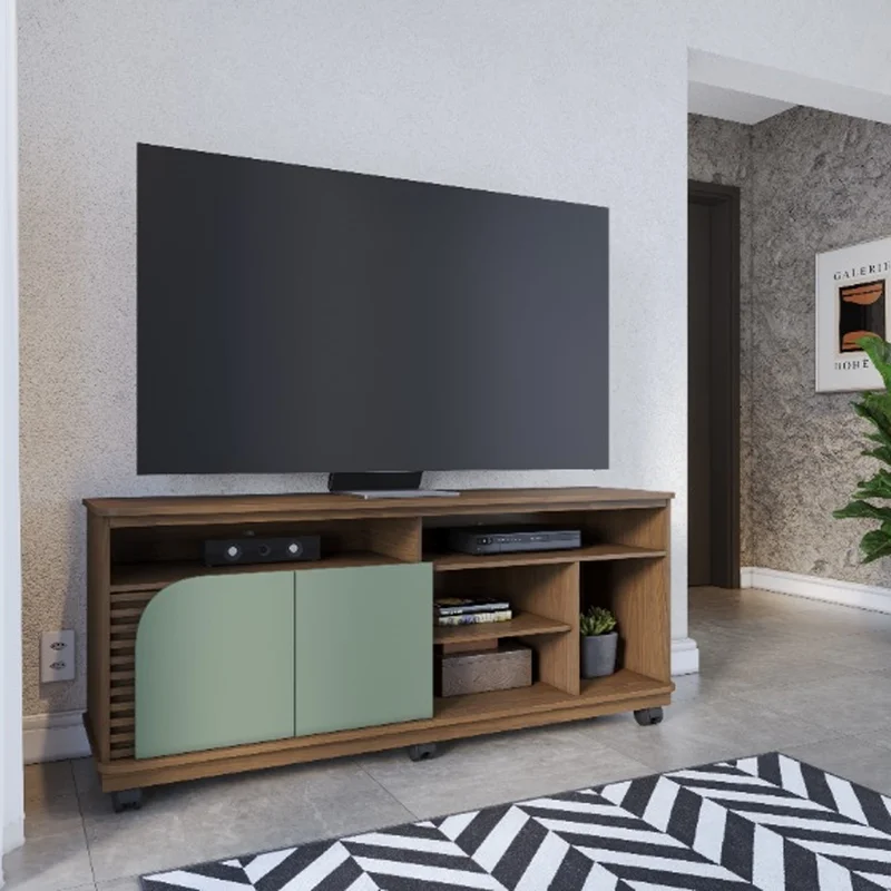 Rack Tv 2 Puertas Varios Estantes Y Ruedas Hasta 65 Pulgadas en Marrón - Muebles para TV, Uruguay | Soy Hogar, vista 5
