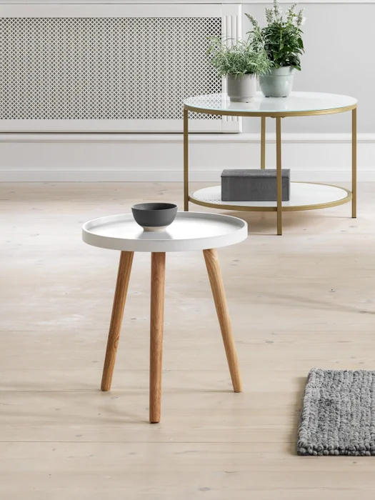 Mesa auxiliar BAKKEBJERG Ø40 blanco/natural en Blanco/natural - Mesas de arrimo, Uruguay | JYSK, vista 3