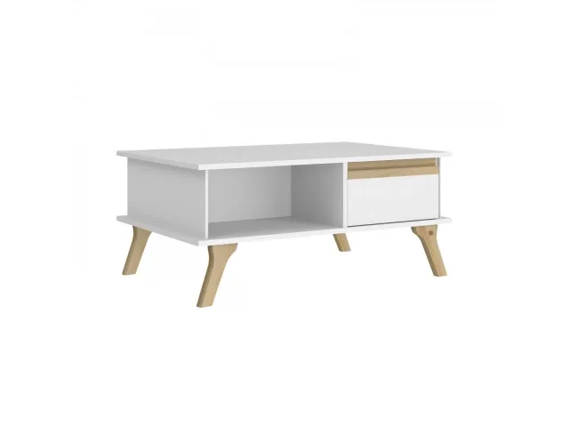 Mesa Ratona Combinada Madera Blanco/Miel en Blanco - Mesas de living, Uruguay | Que Sal Muebleria