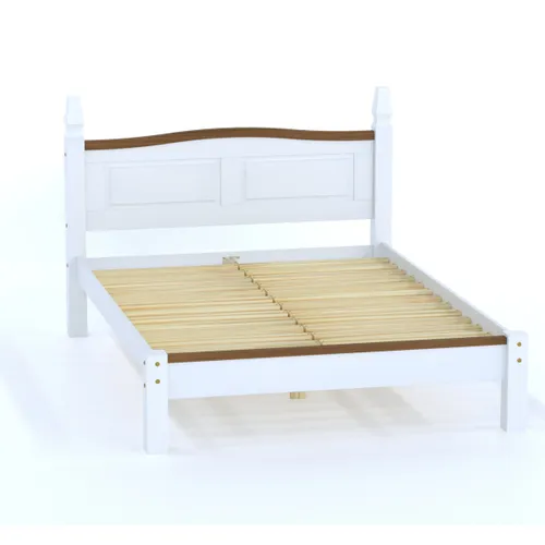 Cama 2 plazas línea Naturale - Blanco/ Nogal en Multicolor - Dormitorio, Uruguay | La Cueva Muebles