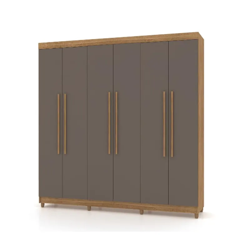 Ropero Placard 6 Puertas 2 Cajones Varios Estantes 100% Mdp en Gris, Uruguay | Lais Muebles