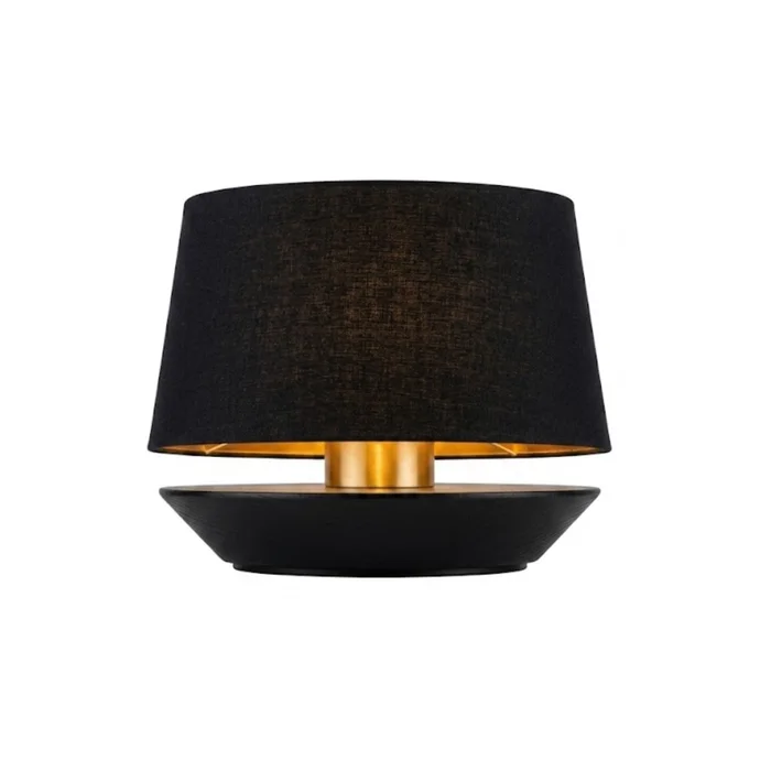 Lampara de Mesa Mini – Madera Negro / Lino Negro en Negro - Lámparas de mesa, Uruguay | Berna home