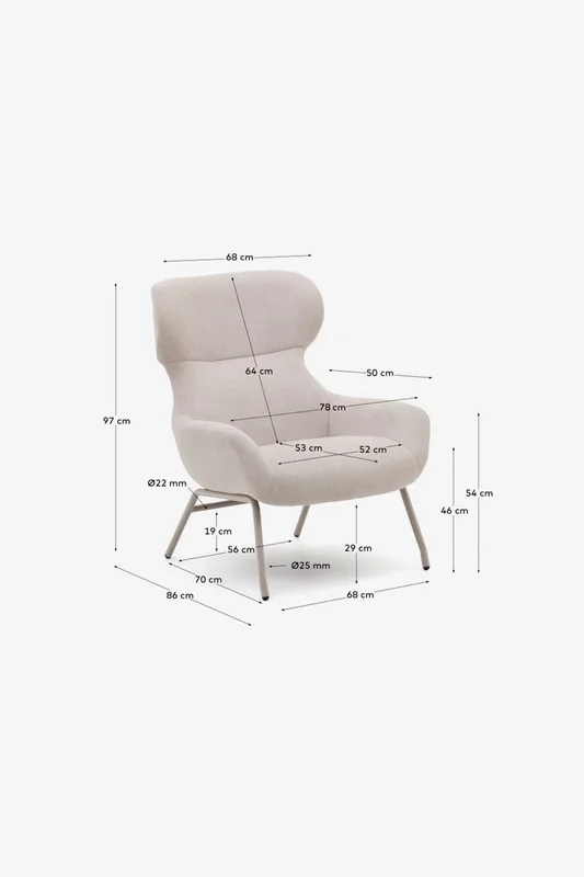 Butaca Belina - de chenilla beige y acero con acabado blanco en Beige - Butacas, banquetas y puffs, Uruguay | Kavehome, vista 10