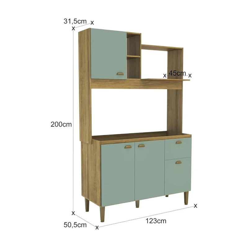 Kit De Cocina Azaleia 3 Puertas 2 Cajones Con Patas Mdp en MIEL/VERDE, Uruguay | Soy Hogar, vista 7