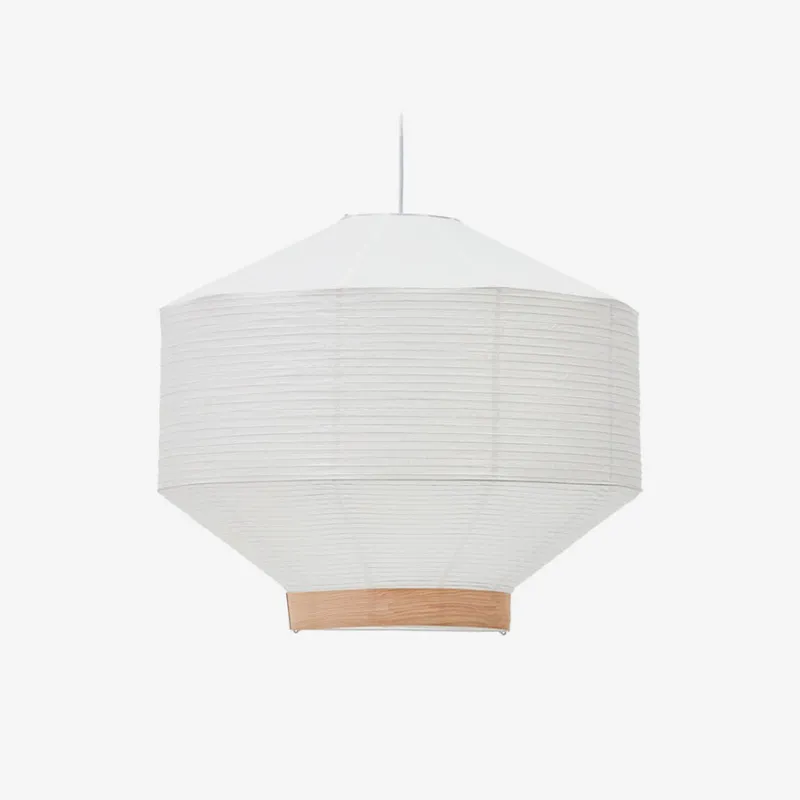 Pantalla para lámpara de techo Hila de papel blanco y chapa de madera natural - Ø 80 cm en Blanco - Lámparas colgantes, Uruguay | Kavehome