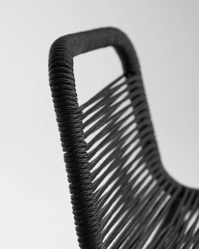 Taburete Lambton de cuerda - negro y acero con acabado negro altura 62 cm en Negro - Butacas, banquetas y puffs, Uruguay | Kavehome, vista 4