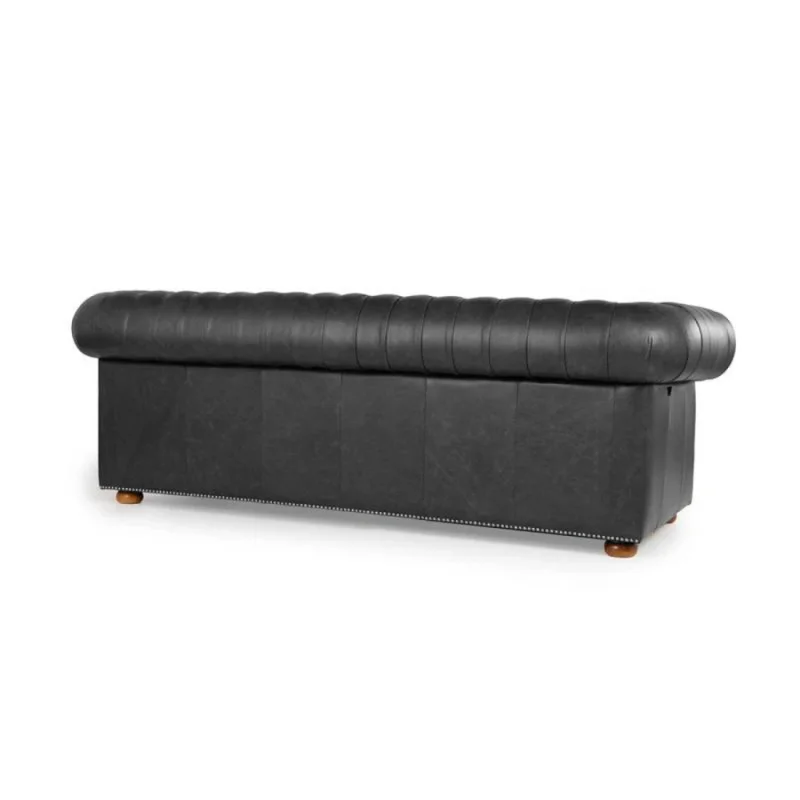 Sillón de cuero 3 Cuerpos Chesterfield en Negro - Sillones y sofás, Uruguay | Nario Hogar, vista 3