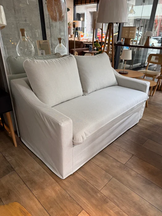 Sofá Manchester con Funda Desmontable 2 Cuerpos (160cm) – Crudo en Crudo -Tela: Aqua Block 100% desmontable (lavable a máquina) – Material: Estruct - Sillones y sofás, Uruguay | Berna home, vista 3