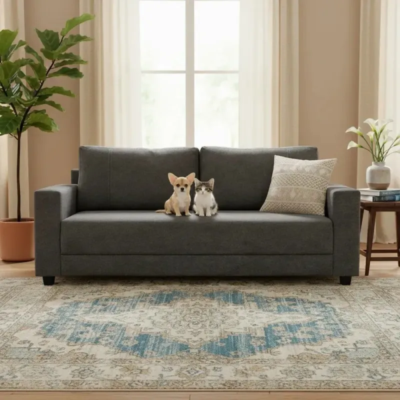 SOFA 3 CUERPOS - TELA PET FRIENDLY GRIS OSCURO en Gris - Sillones y sofás, Uruguay | Champagne Home