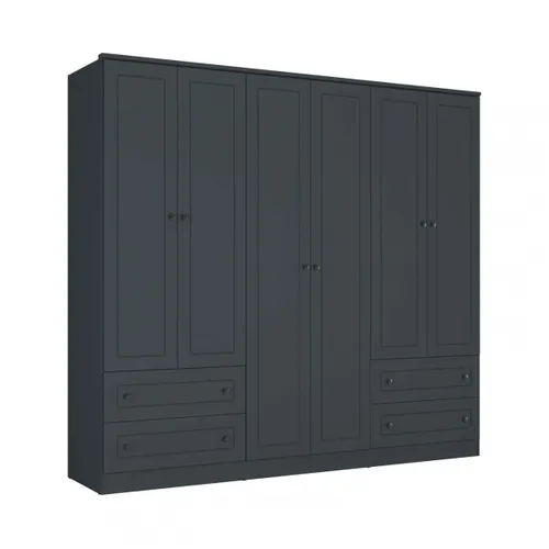 Ropero Americana PLUS 6 puertas 4 cajones - 100% MDF - Gris en Gris - Roperos y placares, Uruguay | Rústico Hogar