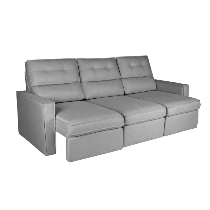 Sofa Retractil 3 Cuerpos Tela Gris Ambar en Gris - Sillones y sofás, Uruguay | Divino, vista 4