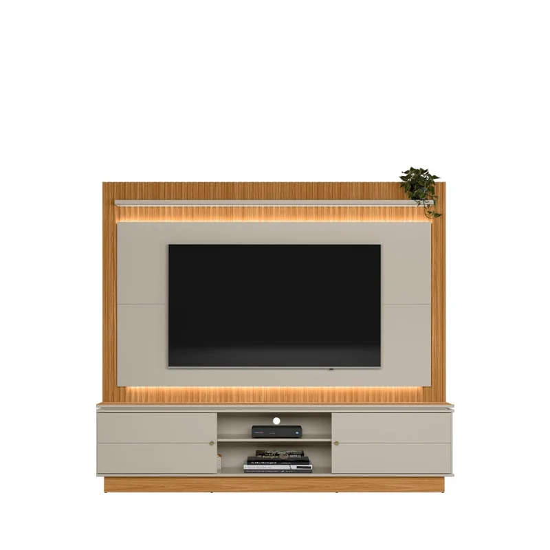Rack con Panel Guararapes 215cm con kit Led MDF/MDP en Blanco - Muebles para TV, Uruguay | Balton, vista 11
