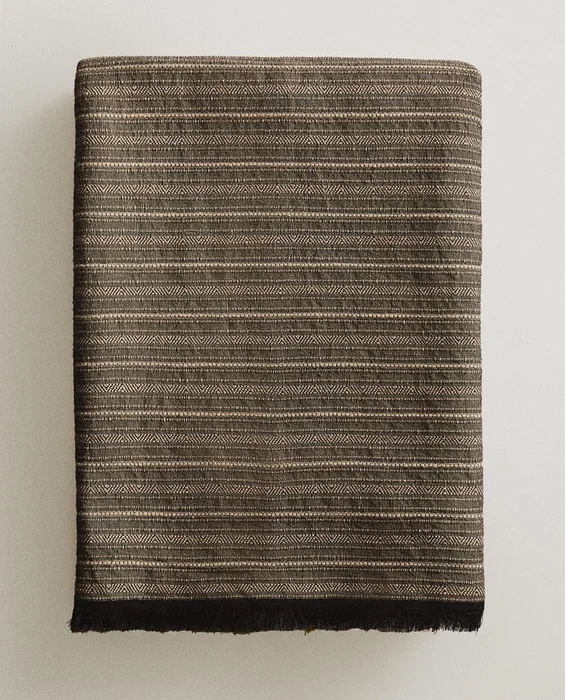 MANTA ALGODÓN LINO en Marrón - Textiles, Uruguay | Zara Home