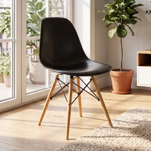 Silla Eames Para Comedor Living Patas De Madera - Negro en Negro - Sillas, Uruguay | Rústico Hogar