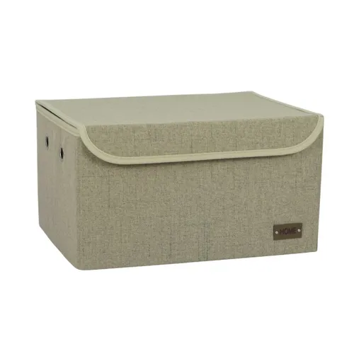 CAJA ORGANIZADOR REC C/TAPA 40X30XH22CM TELA BEIGE en Beige - Canastos, Uruguay | Decohogar
