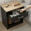 Mesa de Luz Italia - 1 Cajón y Nicho - MDP y ABS - 55cm Alto - Negro / Miel en Multicolor - Respaldos de cama, Uruguay | Mulata, vista 3 de 6