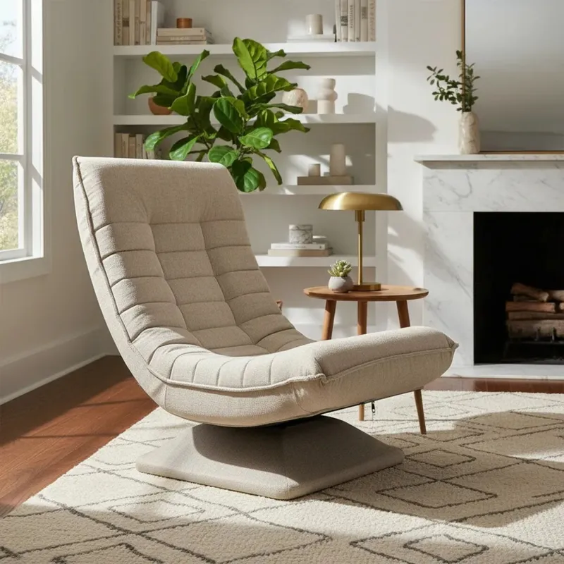 Sillon Reclinable Giratorio Aberdeen - Beige en Beige - Sillones y sofás, Uruguay | La Cueva Muebles