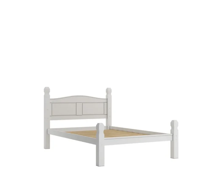 Cama 2 Plazas Madera Maciza - Linea Mexicana en Blanco - Dormitorio, Uruguay | Rústico Hogar, vista 2