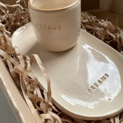 Set vaso y plato ovalado en cerámica en Beige - Decoración, Uruguay | Dreams On Time, vista 7