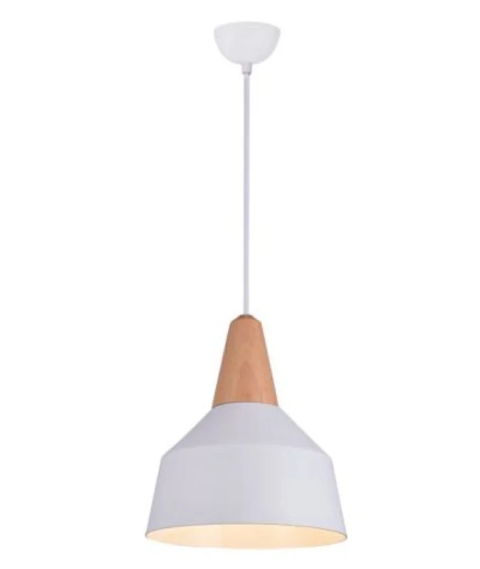 Campana de Aluminio y madera estilo nórdico - Blanco en Blanco - Lámparas colgantes, Uruguay | Iluminica, vista 3