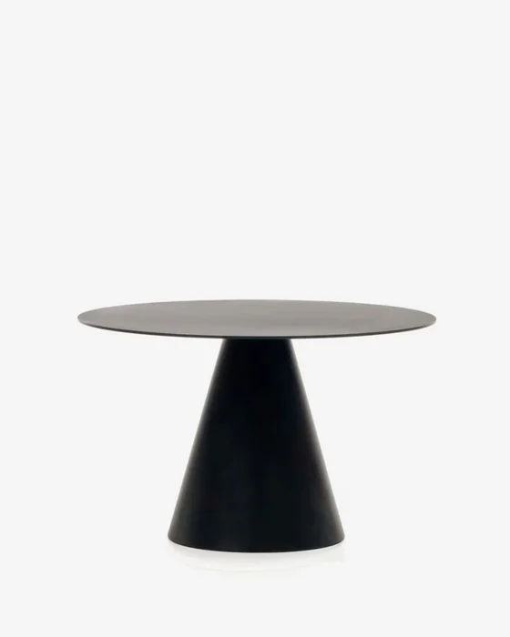 Mesa Wilshire de cristal templado y metal con acabado pintado negro Ø 120 cm en Negro - Mesas de comedor, Uruguay | Kavehome