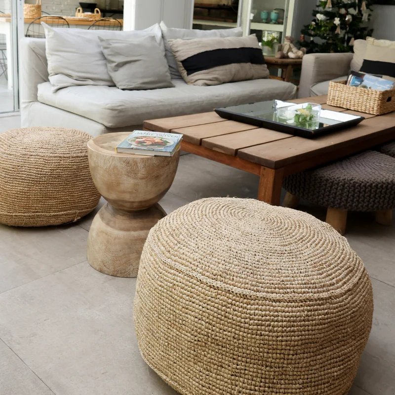Puff de Fibra Natural Malawi | Casakos Uruguay en Beige - Butacas, banquetas y puffs, Uruguay | Casakos, vista 7