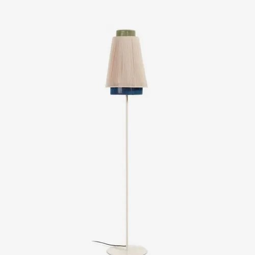 Lámpara de pie Yuvia de algodón con acabado beige y azul en Multicolor - Lámparas de pie, Uruguay | Kavehome