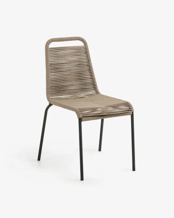 Silla Lambton de cuerda - marrón y acero con acabado negro en Negro - Sillas, Uruguay | Kavehome