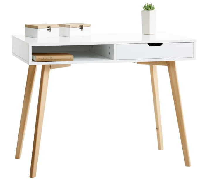 Escritorio TAMHOLT 50x100 blanco/natural en Blanco - Escritorios y sillas de escritorio, Uruguay | JYSK, vista 3