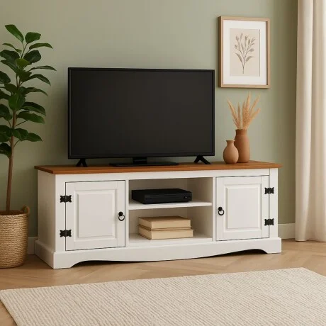 Rack 2 Puertas Línea Naturale 110 cm - Blanco/Roble en Multicolor - Muebles para TV, Uruguay | La Cueva Muebles, vista 8