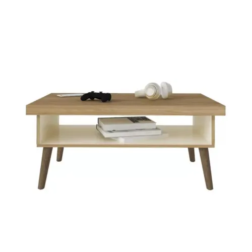 Mesa De Living Mesa Ratona Estilo Nordico Con Patas Madera Carvalho en Blanco - Mesas de arrimo, Uruguay | Muebles Express