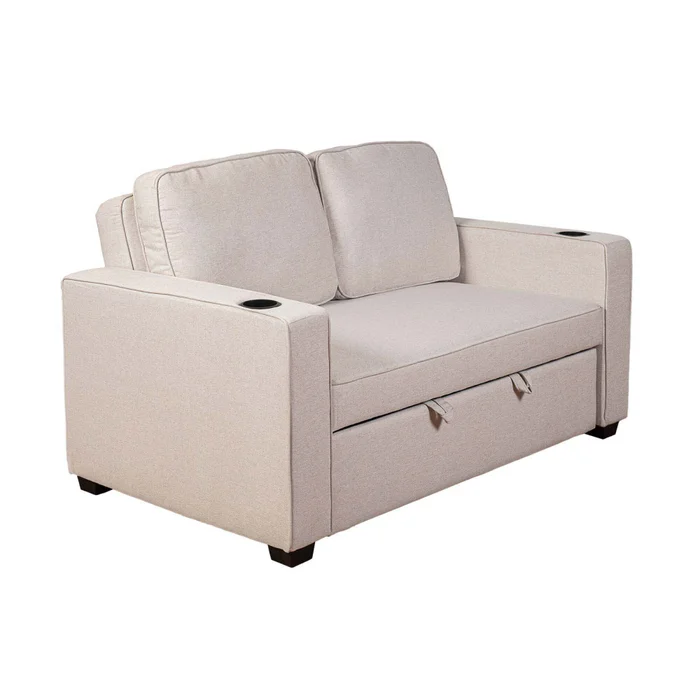 Sofá Cama 2 Cuerpos Tela Natural-beige Miley Beige en Beige - Sillones y sofás, Uruguay | Divino, vista 3