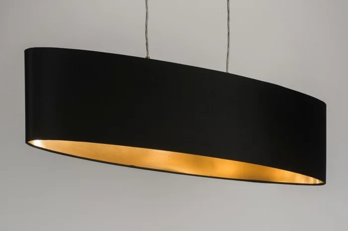 Colgante ovalado negro y dorado en Negro - Lámparas colgantes, Uruguay | La Perla