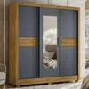 Ropero 3 Puertas Corredizas 2 Cajones Con Espejo Mdp en Freijó / Gris - Roperos y placares, Uruguay | Muebles Express, vista 2 de 4