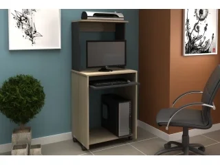 Escritorio para PC con repisa NOGAL/BLANCO en Madera natural - Escritorios, Uruguay | Quesal, vista 2