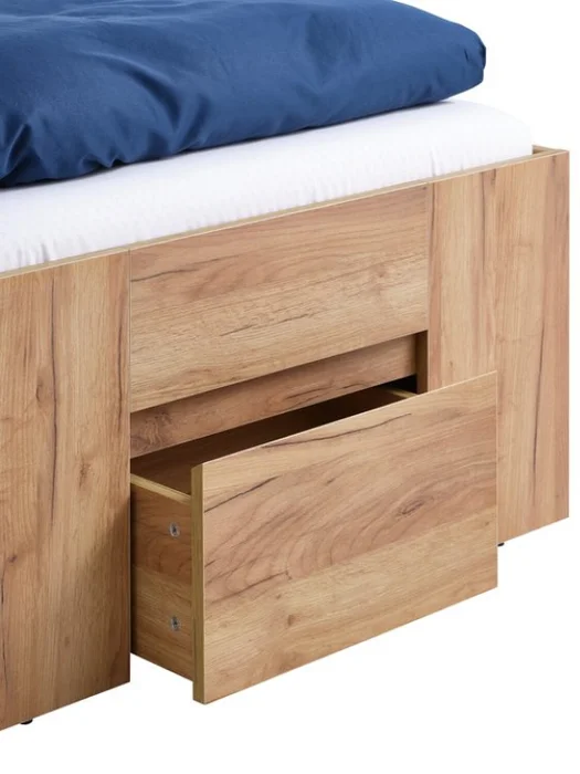 Estructura cama LIMFJORDEN 1 Plaza 90x190 2 cajones roble natural en Madera natural - Dormitorio, Uruguay | JYSK, vista 3