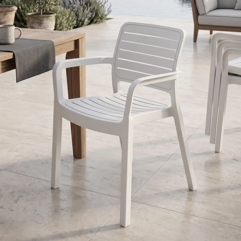 Silla de Exterior Miami - Blanco Mate en Blanco - Muebles para el exterior, Uruguay | Rústico Hogar