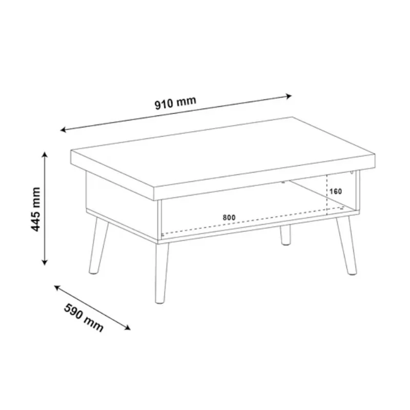 Mesa De Living Mesa Ratona Estilo Nordico Con Patas Madera Carvalho en Carvalho/Blanco - Mesas de living, Uruguay | Soy Hogar, vista 3