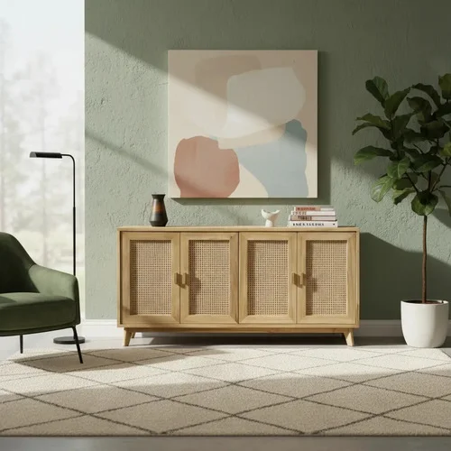 Aparador Bargueño Madera Maciza Esterilla 180x85x38 - Ozark A Eleccion en Madera natural - Aparadores y recibidores, Uruguay | Ozark Home