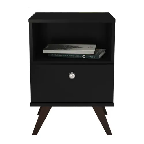 Mesa De Luz Línea Retro RT3019 Negra1071 - Mesas de luz, Uruguay | Lais Muebles