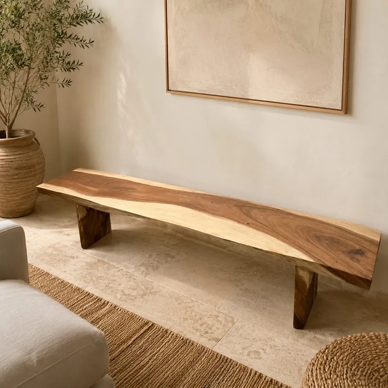 Banco Largo 2mts en Madera natural - Butacas, banquetas y puffs, Uruguay | Camino a Casa