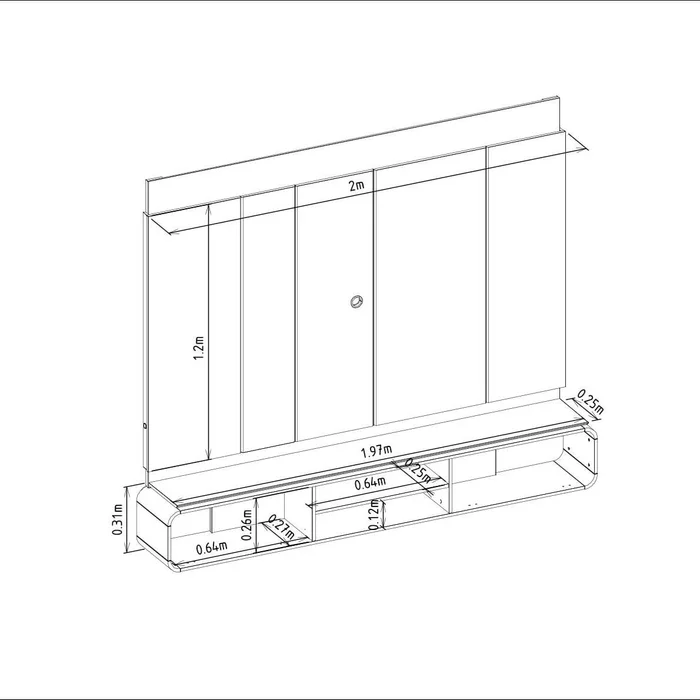 Panel para TV Zurique 200cm con Kit Led MDF/MDP en Beige - Muebles para TV, Uruguay | Balton, vista 14